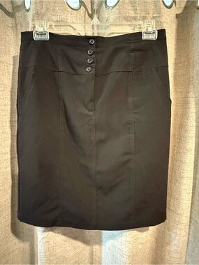 AGB Black High-Waist Button Pencil Skirt